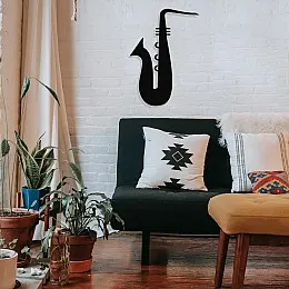 Müzik ve Saksafon Tasarım Metal Tablosu 65x46cm