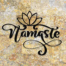 NEW JARGON Nameste Yazısı Ve Lotus Çiçeği Metal Dekoratif İç Mekan İçin Metal Tablo 50x37 cm