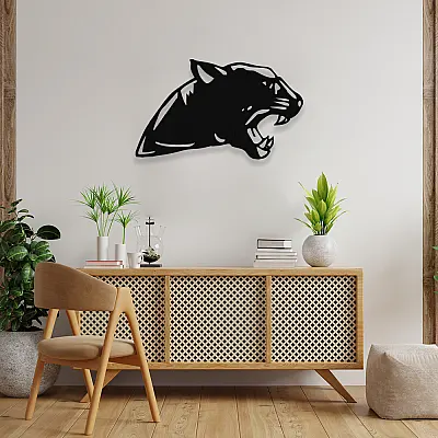 NEW JARGON Vahşi Panter Wild Panther Metal Dekoratif İç Mekan İçin Metal Tablo50x30 cm