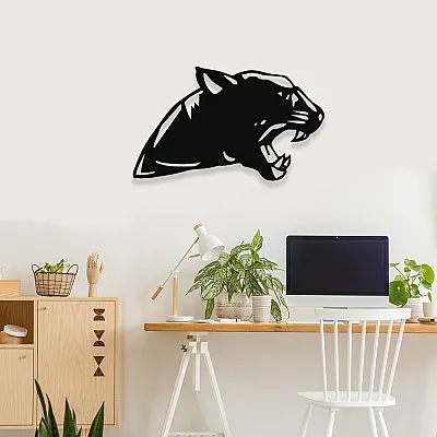 NEW JARGON Vahşi Panter Wild Panther Metal Dekoratif İç Mekan İçin Metal Tablo50x30 cm