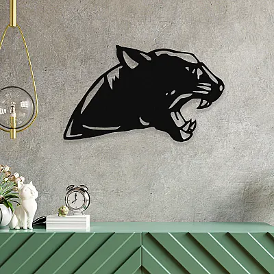 NEW JARGON Vahşi Panter Wild Panther Metal Dekoratif İç Mekan İçin Metal Tablo50x30 cm