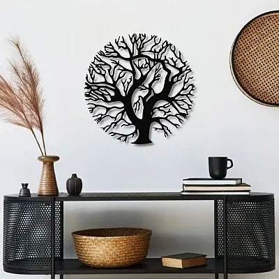 Yaşam Ağacı Duvar Oda Ev Aksesuarı Metal Tablo 50x50 cm
