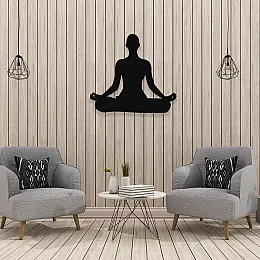 NEW JARGON  Yoga Yapan Kadın Figürü Duvar Oda Ev Aksesuarı Metal Dekoratif İç Mekan İçin Metal Tablo 50x50 cm