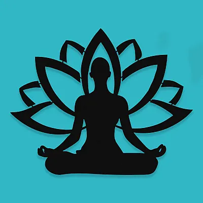 NEW JARGON Yoga Yapan Kadın ve Lotus Çiçeği Metal Dekoratif İç Mekan İçin Metal Tablo 50x40 cm