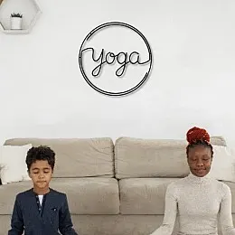 Yoga Yazılı Duvar Oda Ev Aksesuarı Metal Tablo 50x50 cm