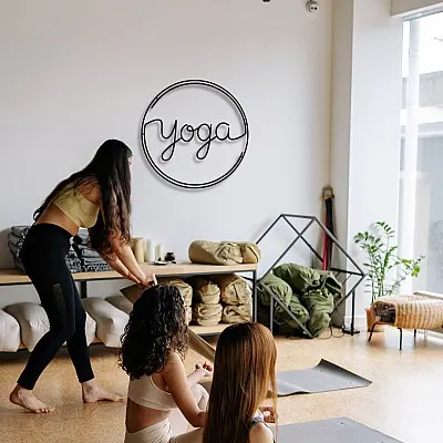Yoga Yazılı Duvar Oda Ev Aksesuarı Metal Tablo 50x50 cm