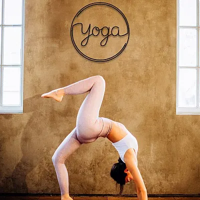 Yoga Yazılı Duvar Oda Ev Aksesuarı Metal Tablo 50x50 cm