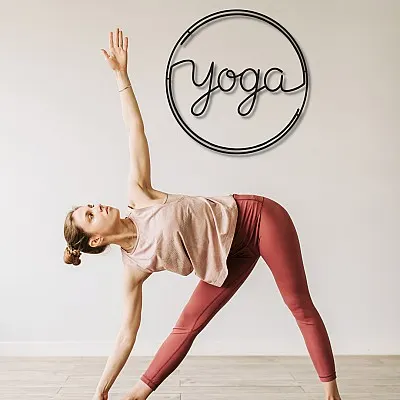 Yoga Yazılı Duvar Oda Ev Aksesuarı Metal Tablo 50x50 cm