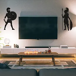 Yunan Savaşçıları Duvar Oda Ev Aksesuarı Metal Tablo 