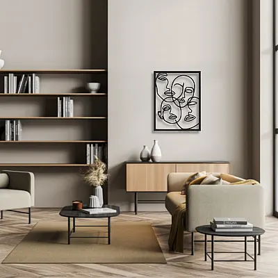Yüz Siluetleri Duvar Oda Ev Aksesuarı Metal Tablo 