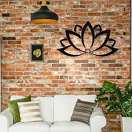 NEW JARGON Zarif Minimal Zen Lotus Çiçeği Metal Dekoratif Mekan İçin Metal Tablo 50x30 cm