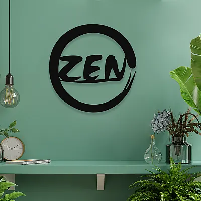 NEW JARGON Zen Yazısı ve İşareti Yoga Figürü Simgesi Metal Dekoratif İç Mekan İçin Metal Tablo  50x50 cm