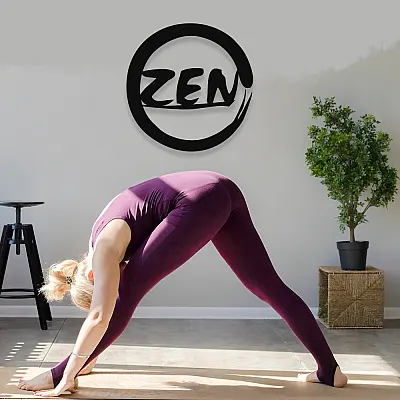 NEW JARGON Zen Yazısı ve İşareti Yoga Figürü Simgesi Metal Dekoratif İç Mekan İçin Metal Tablo  50x50 cm