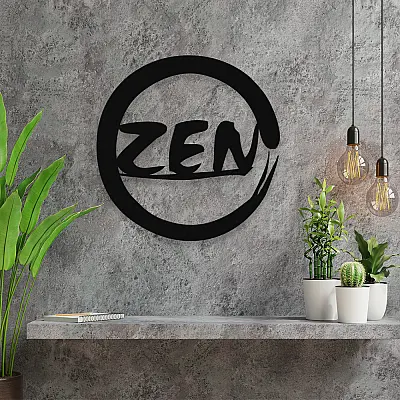 NEW JARGON Zen Yazısı ve İşareti Yoga Figürü Simgesi Metal Dekoratif İç Mekan İçin Metal Tablo  50x50 cm