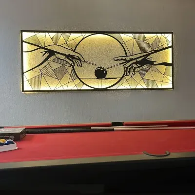 Ademin Yaratılışı ve Bilardo Duvar Oda Ev Aksesuarı Metal Tablo 