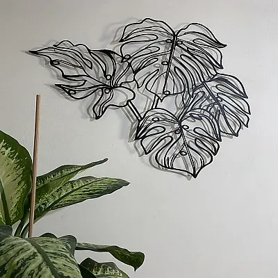  Deve Tabanı (Monstera) Büyük Yapraklı Metal Duvar Tablosu | Modern Ev ve Oda Aksesuarı