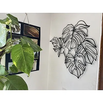  Deve Tabanı (Monstera) Büyük Yapraklı Metal Duvar Tablosu | Modern Ev ve Oda Aksesuarı