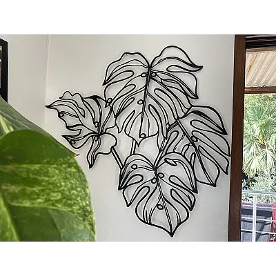  Deve Tabanı (Monstera) Büyük Yapraklı Metal Duvar Tablosu | Modern Ev ve Oda Aksesuarı