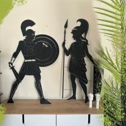 Antik Yunan Savaşçıları Metal Duvar Sanatı - Salon ve Ofis İçin Dev Boy Ev Aksesuarı