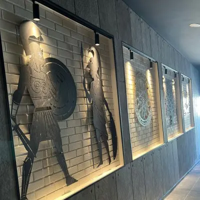 Antik Yunan Savaşçıları Metal Duvar Sanatı - Salon ve Ofis İçin Dev Boy Ev Aksesuarı