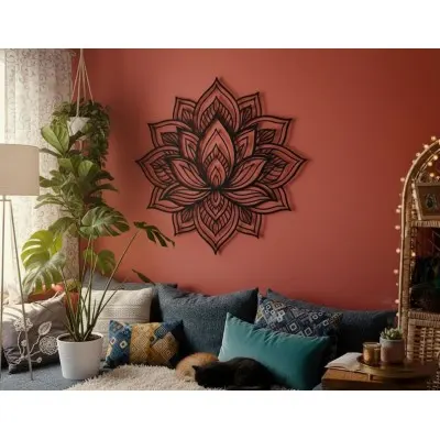 Modern Lotus Çiçeği Metal Duvar Dekoru