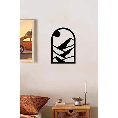 Penceredeki Dağlar Metal Tablo Duvar Oda Ev Aksesuarı