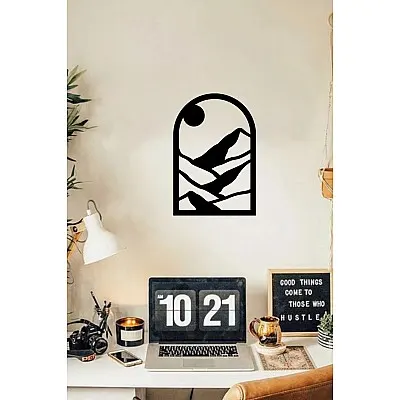 Penceredeki Dağlar Metal Tablo Duvar Oda Ev Aksesuarı