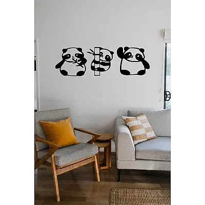 3 Parça Panda Metal Tablo Duvar Oda Ev Aksesuarı