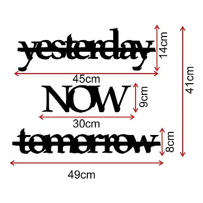 Yesterday Now Tomorrow Yazısı Metal Tablo Duvar Oda Ev Aksesuarı