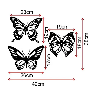3 Parça Kelebek Dekoratif Metal Tablo Duvar Oda Ev Aksesuarı