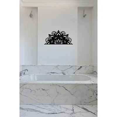 Çiçekli Mandala Yarım Metal Tablo Duvar Oda Ev Aksesuarı