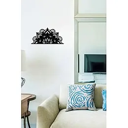 Çiçekli Mandala Yarım Metal Tablo Duvar Oda Ev Aksesuarı