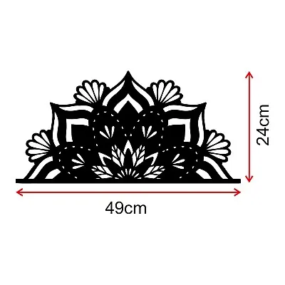 Çiçekli Mandala Yarım Metal Tablo Duvar Oda Ev Aksesuarı