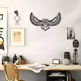 Baykuş Figürlü Metal Duvar Aksesuarı – Modern Metal Tablo