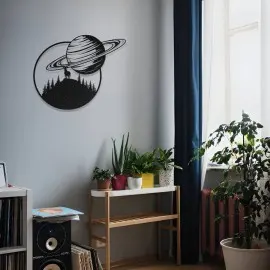 Gezegen ve Doğa Metal Duvar Tablosu – Satürn Temalı Metal Dekor