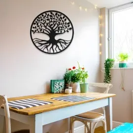 Yuvarlak Hayat Ağacı Metal Duvar Dekoru