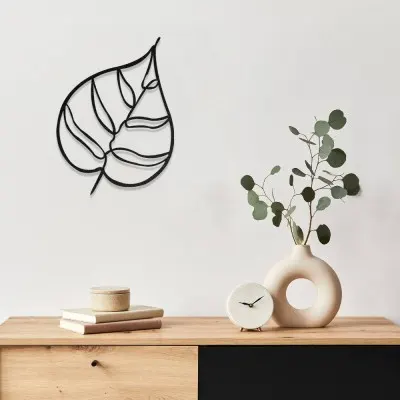 Minimal Yaprak Metal Duvar Tablosu – Modern Yaprak Dekoru