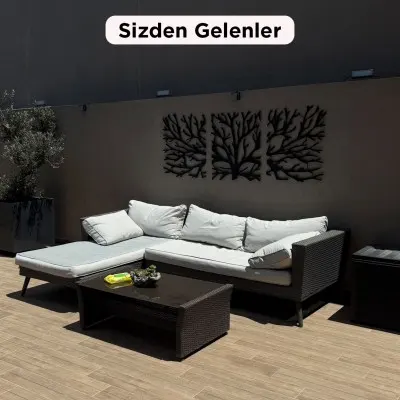 Üçlü Ağaç Set Duvar Oda Ev Aksesuarı Metal Tablo,Metal duvar tablosu ,Metal Duvar Süsü