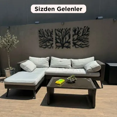 Üçlü Ağaç Set Duvar Oda Ev Aksesuarı Metal Tablo,Metal duvar tablosu ,Metal Duvar Süsü